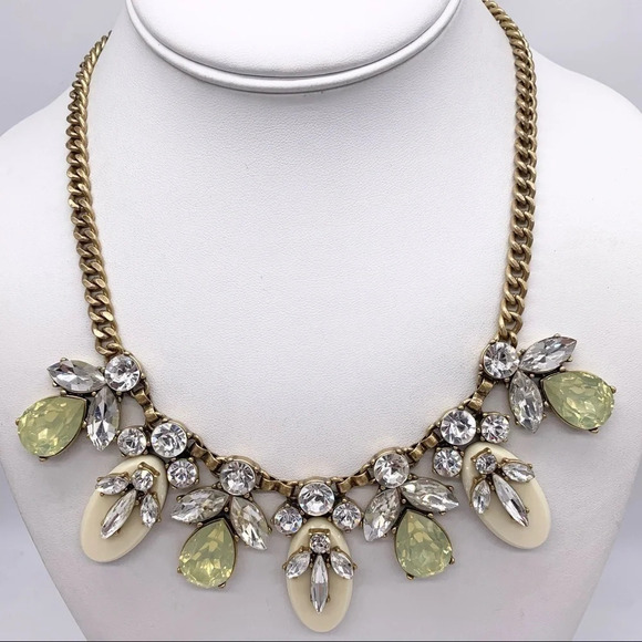 J. Crew Cream and Yellow Opalescent Jeweled Necklace - Picture 1 of 4